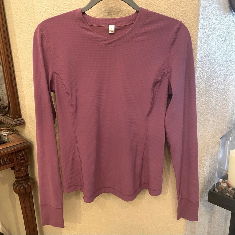 LULULEMON Women Vintage Plum Ventilated Mesh-Back Running Long Sleeve Top Size 8